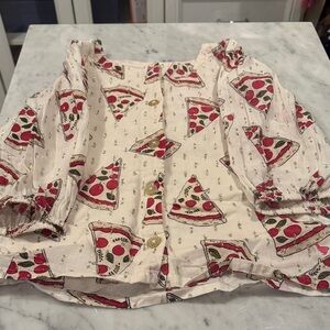 Pink Chicken Pizza Print Button Down Shirt
